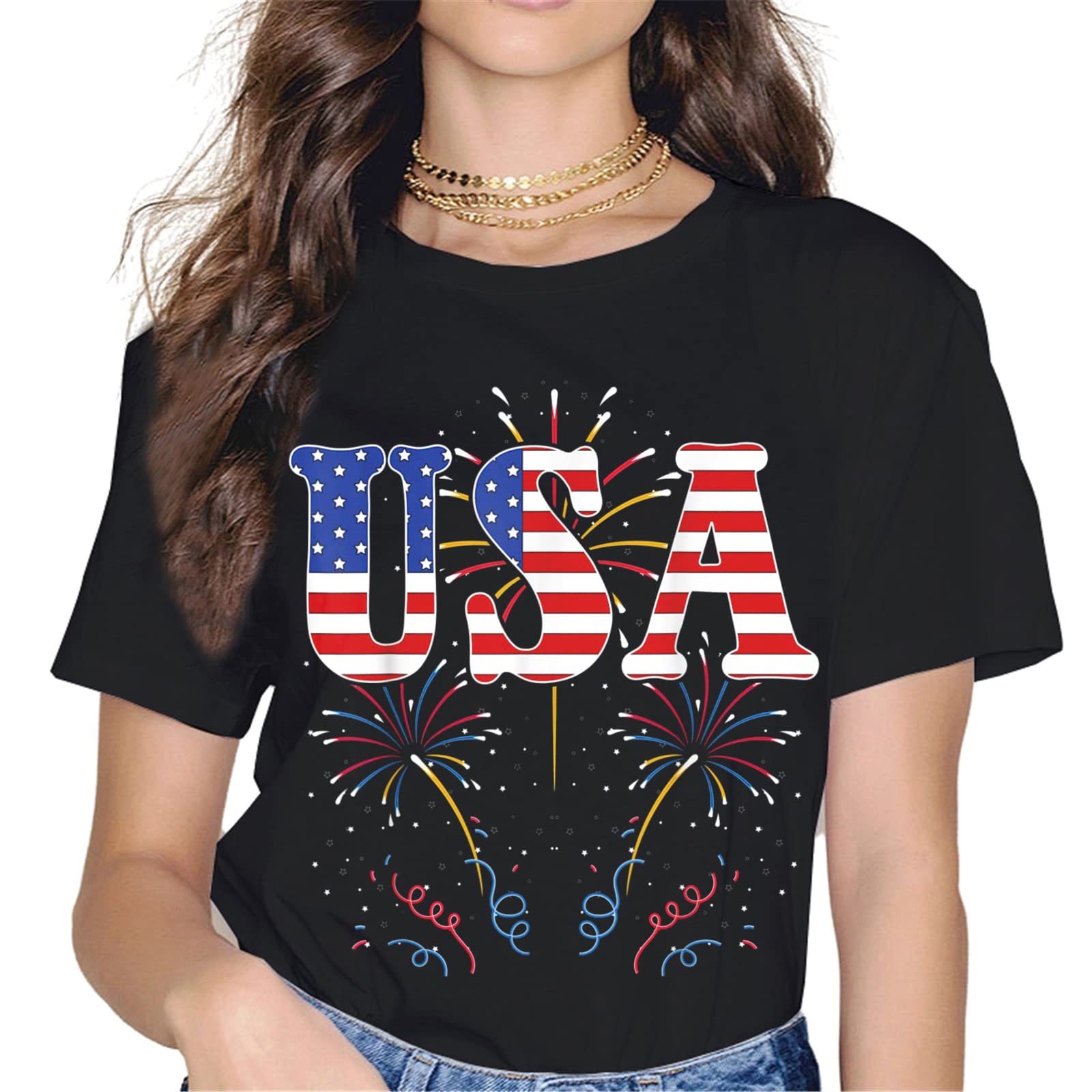 American Flag Fireworks T-Shirt – 4th of July Graphics